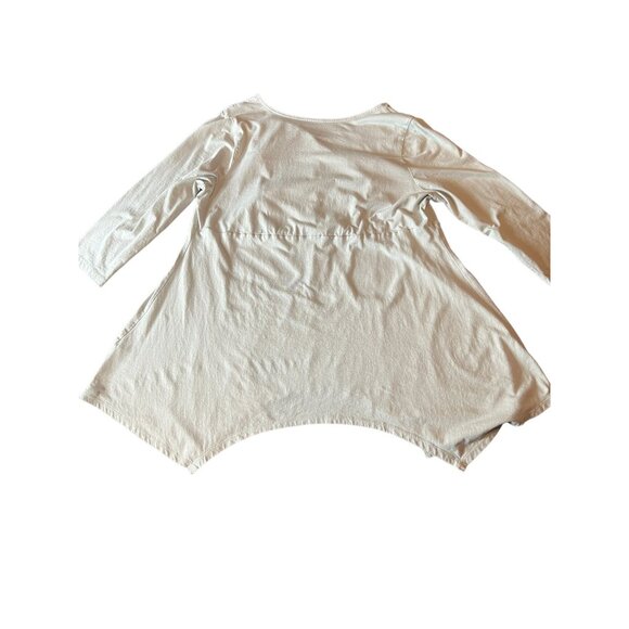 Woman Within Floral Embroidered Tunic Top 14/16 sharkbite hem boho cottagecore - Picture 8 of 8